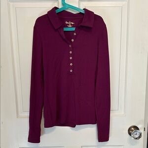 Lilly Pulitzer Women's Burgundy Long Sleeve Polo Top